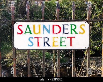 Saunders Street Édimbourg, panneau coloré Banque D'Images