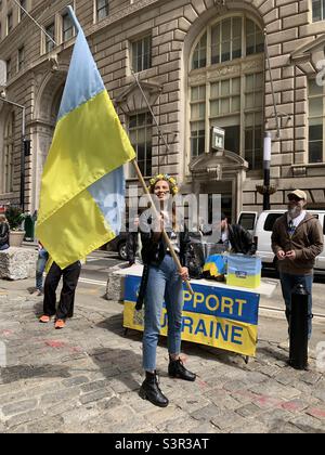 23 avril 2022, ARM Ukraine Now Rally, Bowling Green, Lower Manhattan, New York, New York, États-Unis Banque D'Images