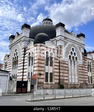 Vue sur la synagogue de Sofia par Friedrich Grunanger à Sofia, Bulgarie, Europe de l'est, Balkans Banque D'Images