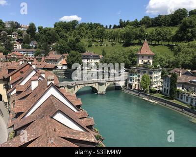 Vue sur une rivière Aare à Berne, Suisse Banque D'Images