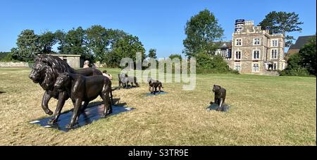 Des sculptures sur lion sont nées gratuitement au Clifton Downs bristol. Banque D'Images