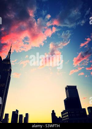 Midtown Manhattan Skyline au coucher du soleil, 2022, New York City, États-Unis Banque D'Images