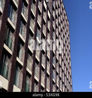 Façade d'un bloc à Embassy Gardens, neuf Elms à Londres, Royaume-Uni Banque D'Images