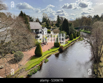 Vue sur le pont de Brig O Doon Alloway, South Ayrshire, Écosse rendu célèbre dans Robbie Burns poème de Tam O Shanter Banque D'Images