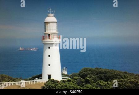 Images de l'Australie, phare de Cape Otway, phare, Great Ocean Road, Victoria, Australie, cargo, océan, mer, navire Banque D'Images