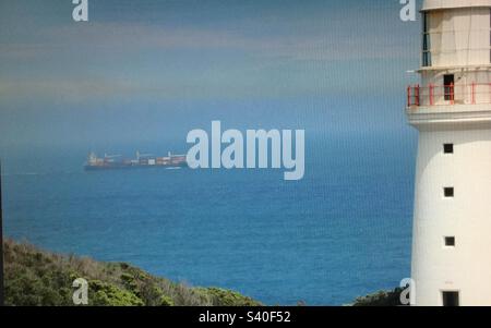 Images de l'Australie, phare de Cape Otway, phare, Great Ocean Road, Victoria, Australie, cargo, océan, mer, navire Banque D'Images