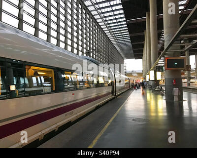 PLATE-forme AVE. Gare de Puerta de Atocha, Madrid, Espagne. Banque D'Images