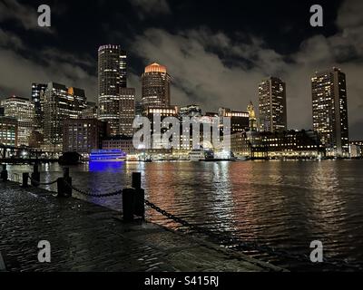 Boston dans la nuit Banque D'Images