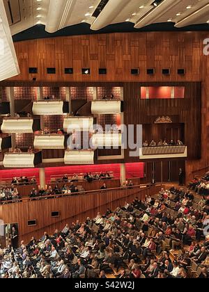 Royal Box et auditorium du Royal Festival Hall sur la rive sud, Londres, SE1 Banque D'Images