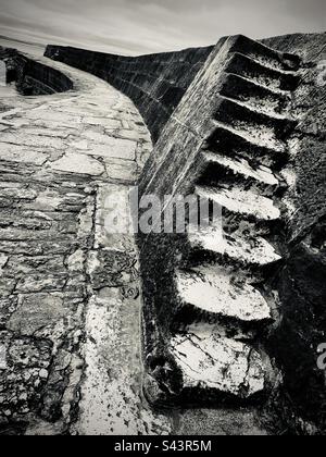 Marches de pierre sur le mur de Cobb Lyme Regis Dorset Banque D'Images