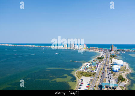 Pensacola, vue aérienne de la plage de Floride Banque D'Images