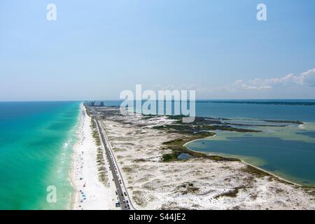 Vue aérienne de la plage à Pensacola, Floride Banque D'Images