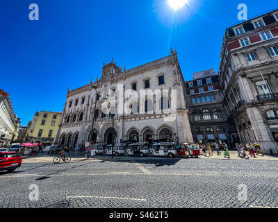 Entrée de la gare Rossio à Lisbonne Portugal Banque D'Images