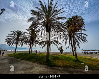 Matinée à la plage de Malagueta à Malaga en Espagne Banque D'Images