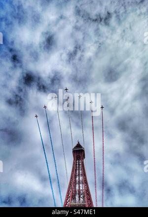 Red Arrows Blackpool Tower Banque D'Images