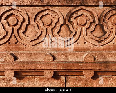 Architecture, dessins du palais moghol montrant des motifs et des détails du site du patrimoine mondial de l'UNESCO à Fatehpur Sikri en Inde Banque D'Images