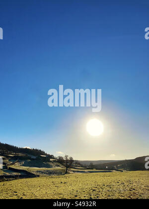 Faible soleil d'hiver dans les Yorkshire Dales Banque D'Images