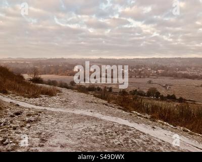 Vue depuis St Catherine’s Hill, Winchester, Hampshire Banque D'Images