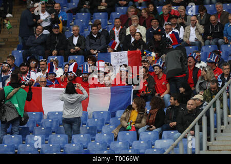 Rome, Italie. 16 mars 2019. Les partisans de la France pendant les Six Nations 2019 match de rugby entre la France et l'Italie le 16 mars 2019 au Stadio Olimpico à Rome, Italie - Photo Laurent Lairys / MAXPPP Crédit : Laurent Locevaphotos Lairys/agence/Alamy Live News Banque D'Images