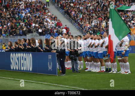 Rome, Italie. 16 mars 2019. L'Italie de l'équipe au cours des Six Nations 2019 match de rugby entre la France et l'Italie le 16 mars 2019 au Stadio Olimpico à Rome, Italie - Photo Laurent Lairys / MAXPPP Crédit : Laurent Locevaphotos Lairys/agence/Alamy Live News Banque D'Images