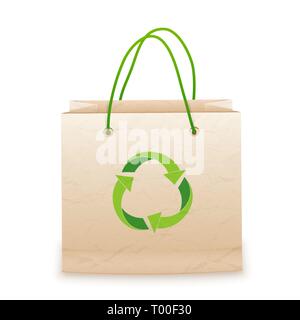 Eco sac de papier sur fond blanc vector Illustration de Vecteur