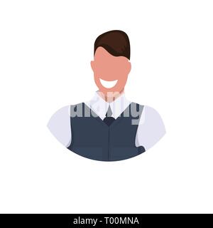 L'homme de la police en uniforme agent avatar visage homme cop security guard occupation professionnelle concept personnage portrait télévision fond blanc Illustration de Vecteur