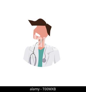 Female doctor with stethoscope visage avatar femme travailleur clinique médicale en uniforme occupation professionnelle concept personnage de télévision portrait Illustration de Vecteur