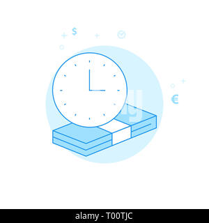 Dépôt à terme, le temps est argent Concept Télévision Icône. Argent et finances Illustration. Lumineux de Style. Design Monochrome bleu. Avc. modifiable Ligne de réglage Banque D'Images