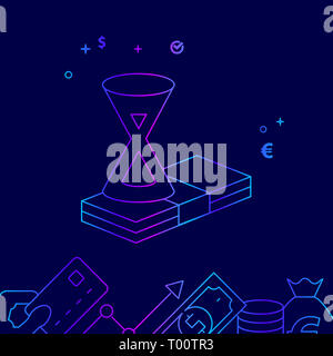 Illustration de la ligne de dépôt à terme. Icône Gradient lié d'argent, symbole, Pictogramme, signe. Fond bleu foncé. Résumé Arrière-plan géométrique de la lumière. En relation Banque D'Images