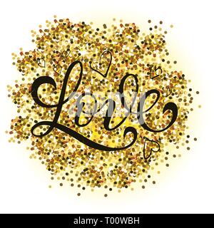 Vecteur d'or glitter heart. Love Design card carte postale affiche background Illustration de Vecteur