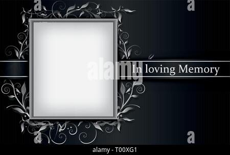 Carte de deuil avec cadre photo et effet floral 3d Illustration de Vecteur
