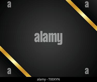 Résumé fond noir avec du ruban d'or. Illustration de Vecteur