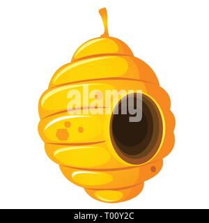 Vespiary ou nid d'abeilles sauvages isolé sur fond blanc. Cartoon Vector illustration close-up. Illustration de Vecteur
