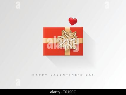 Saint-valentin vector background. Boîte cadeau enveloppé de couleurs de ruban. Illustration vecteur de fête. Illustration de Vecteur