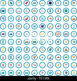 100 chemin icons set, cartoon style Illustration de Vecteur