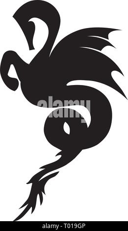 Hippocampe, logo de cheval de mer mythologique Illustration de Vecteur