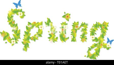 Saison : Printemps en lettres floral Illustration de Vecteur