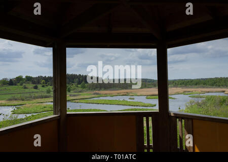 L'observation d'oiseaux Observation de la tour de bois du kiosque situé dans Gredelby Fageltorn Knivsta Agar nature Wildlife park. La Suède Banque D'Images