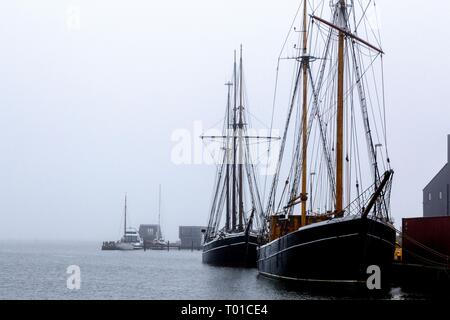 Dans Segelschiffe der Hvide Sande Shipyard Sejlskibe ved Hvide Sande Skibsvaerft Banque D'Images