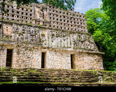Vue imprenable sur King Palace à Yaxchilan ruines mayas, Chiapas, Mexique Banque D'Images