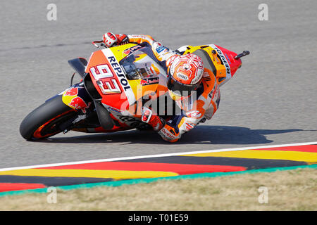 Marc Márquez (SPA) de l'équipe Repsol Honda, Championnat du Monde MotoGP 2018, le Grand Prix Pramac Motorrad Deutschland, Sachsenring, 13.07.2018 Banque D'Images