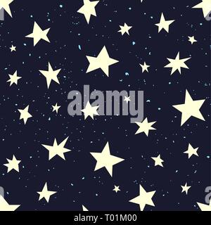 Les stars de formes différentes sur un ciel noir. Style fait main Illustration de Vecteur