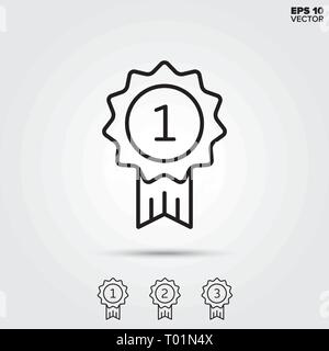Badge pour gagnant, deuxième et troisième place. Icônes de ligne moderne. Vecteur EPS 10 illustrations. Illustration de Vecteur