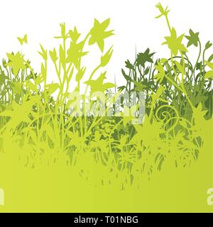 Prairie, fleurs vertes et fines herbes Illustration de Vecteur