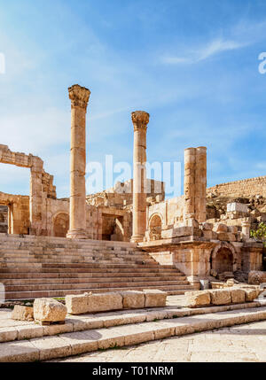 Théâtre du nord, Jerash, Jordanie, gouvernorat de Jerash Banque D'Images