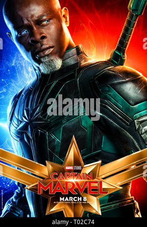 Korath (Djimon Hounsou) du capitaine Marvel (2019) dirigé par Anna Boden et avec Djimon Hounsou comme Korath, l'espadon de Kree et le second commandement de Starforce. Banque D'Images