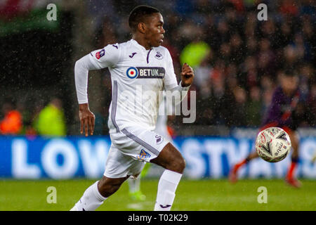 Swansea, Royaume-Uni. 16 mars 2019. Joel Asoro de Swansea City n action contre Manchester City. L'unis en FA Cup, quart de finale cette image ne peut être utilisé qu'à des fins rédactionnelles. Usage éditorial uniquement, licence requise pour un usage commercial. Aucune utilisation de pari, de jeux ou d'un seul club/ligue/dvd publications. Photos par Andrew Orchard la photographie de sport/Alamy live news Banque D'Images