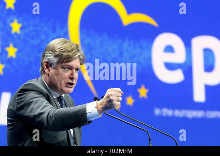 Bucarest, Roumanie - Mars 16, 2019 : Antonio Lopez-Isturiz White, le Secrétaire Général du Parti populaire européen, prend la parole à l'EPP Summit, qui s'est tenu à Bucarest. Credit : lcv/Alamy Live News Banque D'Images