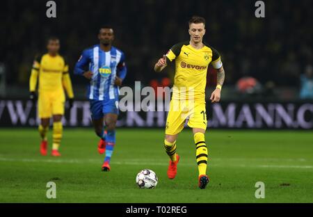 Berlin, Deutschland. 16Th Mar 2019. firo : 16.03.2019 Football, Football : 1. Saison 2018/2019, Bundesliga Hertha BSC Berlin - Borussia Dortmund BVB BVB 3 2 : Marco Reus, simple action | Conditions de crédit dans le monde entier : dpa/Alamy Live News Banque D'Images