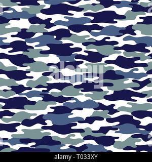 Camouflage militaire texture pattern transparente en bleu et gris style vêtements camo de masquage. Illustration de Vecteur